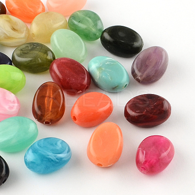 Oval Imitation Gemstone Acrylic Beads X-OACR-R052-M-1
