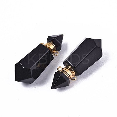 Faceted Natural Obsidian Pendants G-T131-15A-1