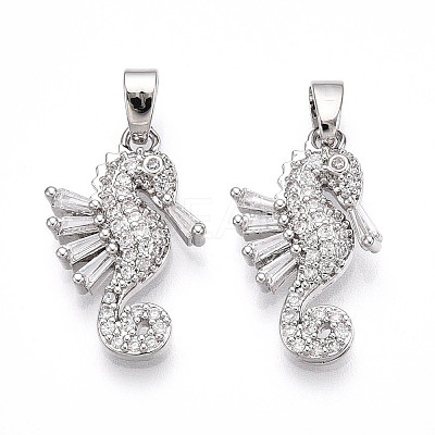 Brass Micro Pave Cubic Zirconia Pendants KK-N257-13P-1
