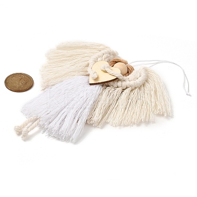 Angel Handmade Woven Macrame Cotton Thread Pendant Decorations HJEW-JM02454-04-1