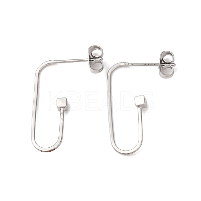 Brass Cube Stud Earrings EJEW-S280-04P-1