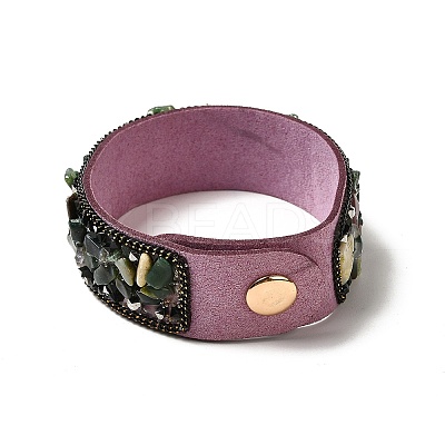 Faux Suede Snap Cord Bracelet LS-BJEW-F428-06-1