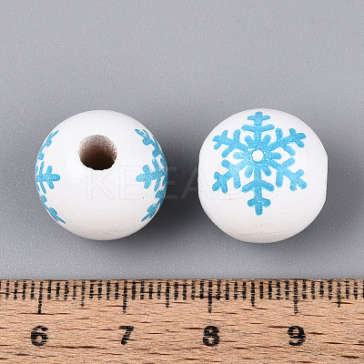 Christmas Spray Painted Schima Wood Beads WOOD-T032-35G-1