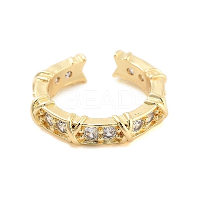 Clear Cubic Zirconia Open Cuff Rings RJEW-U002-09G-1