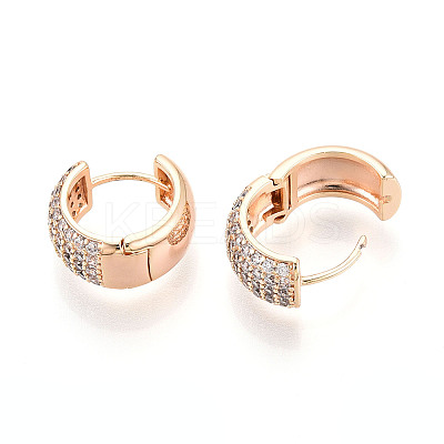 Brass Micro Pave Clear Cubic Zirconia Hoop Earrings EJEW-T048-48G-1