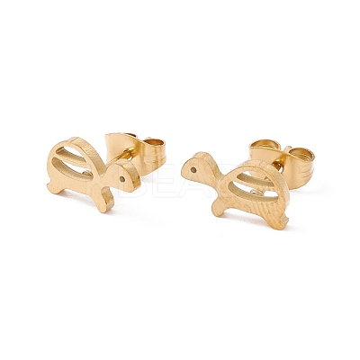 304 Stainless Steel Tortoise Stud Earrings for Women EJEW-E163-01G-1