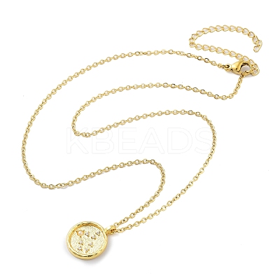 304 Stainless Steel Cubic Zirconia Constellation Flat Round Pendants LS-STAS-S145-01G-1