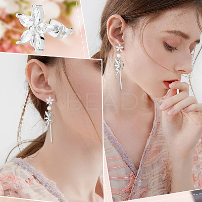 10Pcs Brass Cubic Zirconia Ear Stud Findings KK-BBC0027-62S-1