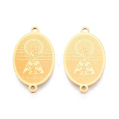Religion 201 Stainless Steel Oval with Virgin Links Connector Charms STAS-T073-53A-G-1