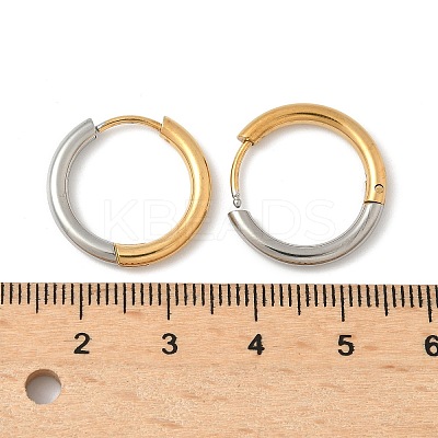 304 Stainless Steel Two Tone Hoop Earrings EJEW-P313-02C-G-1