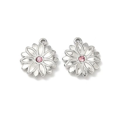 304 Stainless Steel Rhinestone Pendants STAS-L308-07P-1