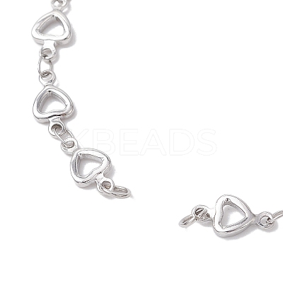 304 Stainless Steel Hollow Heart Link Chain Bracelet Makings for Women AJEW-JB01340-02-1