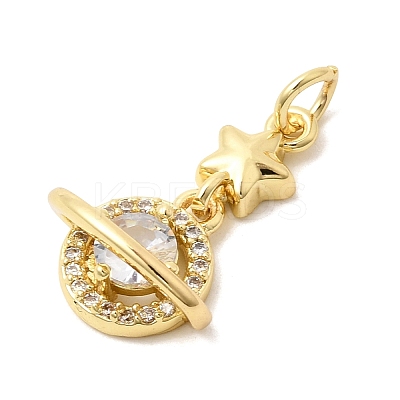 Brass Pave Clear Cubic Zirconia Pendants KK-G554-14G-1