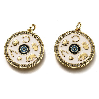 Brass Micro Pave Clear Cubic Zirconia Pendants ZIRC-B0003-09G-1