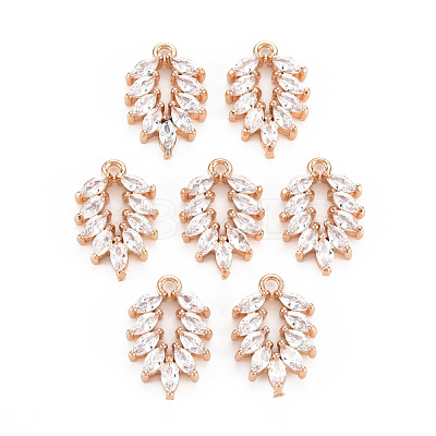 Rack Plating Brass Micro Pave Clear Cubic Zirconia Pendants X-KK-T060-33-RS-1
