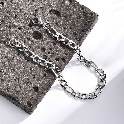 Tarnish Resistant Trendy Women's 304 Stainless Steel Figaro Chain Bracelets LS-STAS-A028-B017P-1