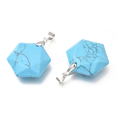 Faceted Synthetic Turquoise Pendants G-F340-03N-1