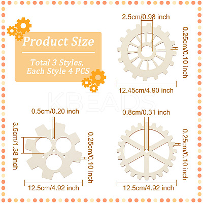 12Pcs 3 Style Unfinished Wood Slices WOOD-OC0002-78-1