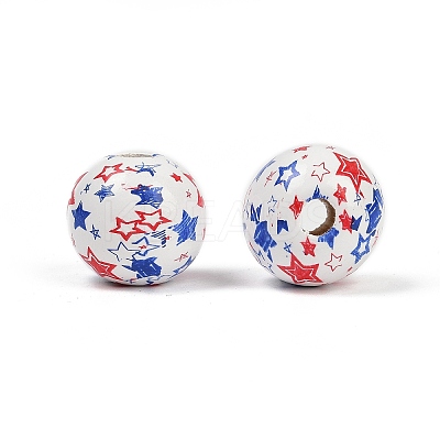 Independence Day Theme Wood European Beads WOOD-Z005-01B-02-1