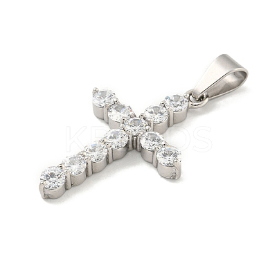 304 Stainless Steel Cubic Zirconia Pendants STAS-C102-01B-P-1
