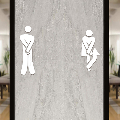 3D Plastic Self-Adhesive Man & Woman Pattern Mirror WC Sign DIY-WH0308-145C-1