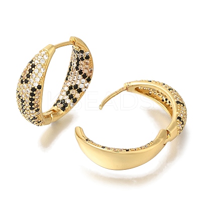 Rack Plating Brass Micro Pave Cubic Zirconia Hoop Earrings EJEW-H016-22G-1