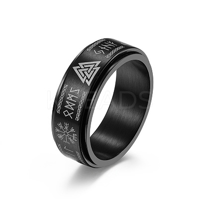 Viking Word 304 Stainless Steel Rotatable Finger Rings for Men FS-WGA52A7-06-1