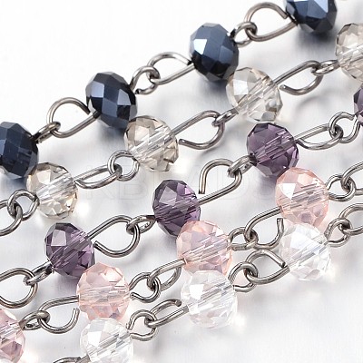 Handmade Glass Beaded Chains for Necklaces Bracelets Making AJEW-JB00132-1