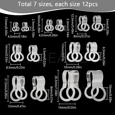84pcs 7 styles U-Shaped 304 Stainless Steel Clasp STAS-SC0009-13-1