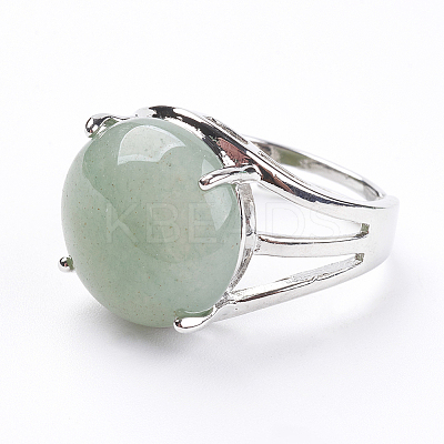 Adjustable Natural Green Aventurine Finger Rings LS-RJEW-F075-01K-1