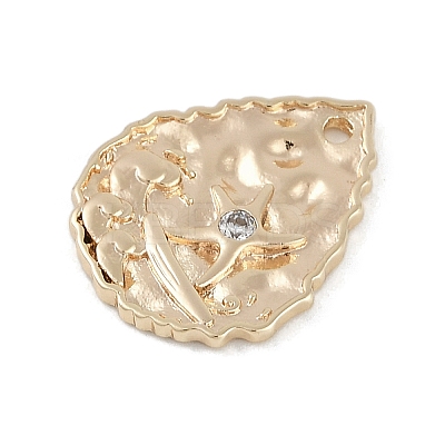 Brass Micro Pave Clear Cubic Zirconia Pendants KK-Z075-13G-1