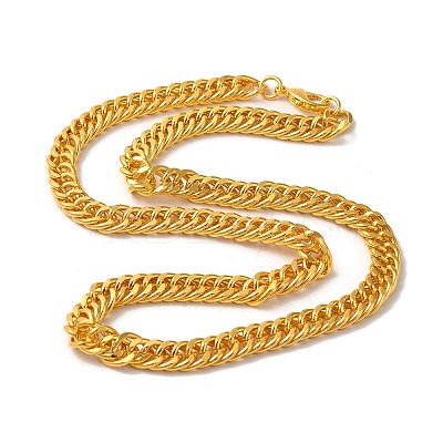 Iron Cuban Link Chain Necklaces for Women Men NJEW-A028-01G-G-1