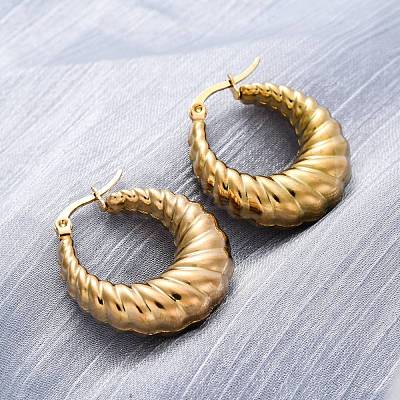Ion Plating(IP) 304 Stainless Steel Hoop Earrings EJEW-O096-40G-1
