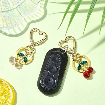 Cherry Alloy & Glass Pendant Decoration HJEW-SW00115-01-1