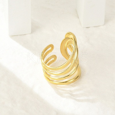 304 Stainless Steel Multi-layer Cuff Rings for Women RJEW-G338-16G-1