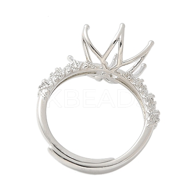 Flower Brass Micro Pave Cubic Zirconia Adjustable Ring Settings KK-K297-17P-1