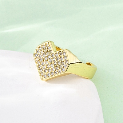 Brass Micro Pave Cubic Zirconia Adjustable Cuff Rings for Women RJEW-U053-09G-1