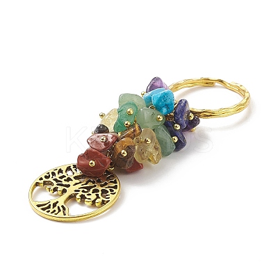 Chakra Natural Gemstone Chip Pendant Keychain KEYC-JKC00414-03-1