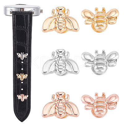 6Pcs 6 Styles Alloy Bee Watch Band Studs FIND-GO0003-57-1
