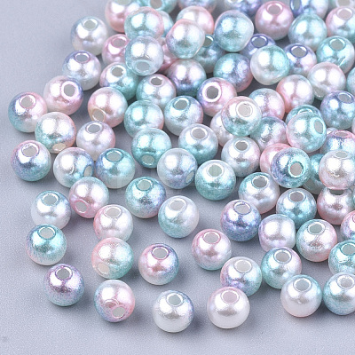 Rainbow ABS Plastic Imitation Pearl Beads OACR-Q174-10mm-05-1