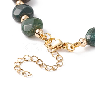 Natural Indian Agate Heart Beaded Bracelet BJEW-JB08697-02-1