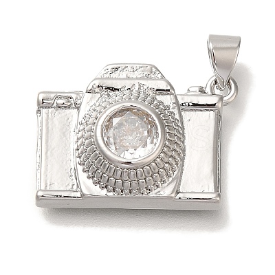 Rack Plating Brass Micro Pave Cubic Zirconia Pendants KK-I720-21P-1
