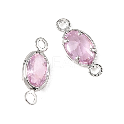 SHEGRACE Brass Pave Cubic Zirconia Oval Connector Charms XGRQ2O269-439B-P-1