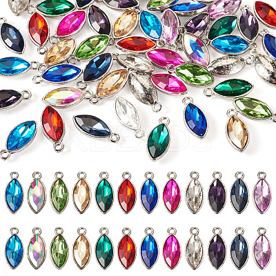48Pcs 12 Colors Zinc Alloy Glass Pendants GLAA-TA0003-24-1