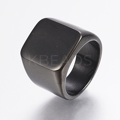 304 Stainless Steel Signet Band Rings for Men RJEW-G091-16-21mm-B-1