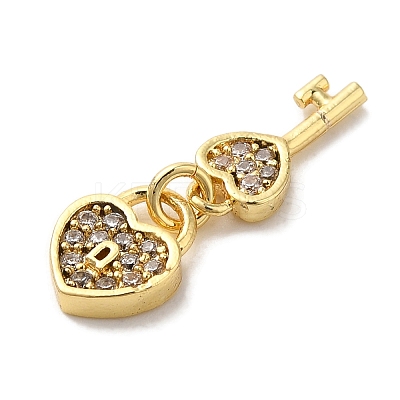 Brass Micro Pave Cubic Zirconia Charms KK-C072-27B-G-1