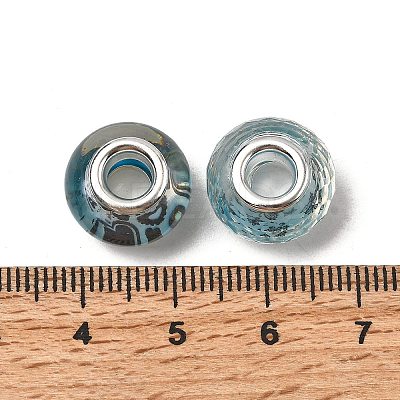 Printed Transparent Resin European Beads RESI-C063-03G-1