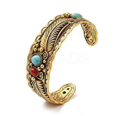 Tibetan Style Alloy Cuff Bangles LS-BJEW-Q769-02AG-1