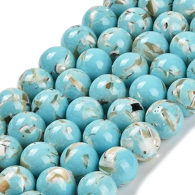 Assembled Synthetic Stone and Trochus Shell Beads Strands G-B128-08D-06-1