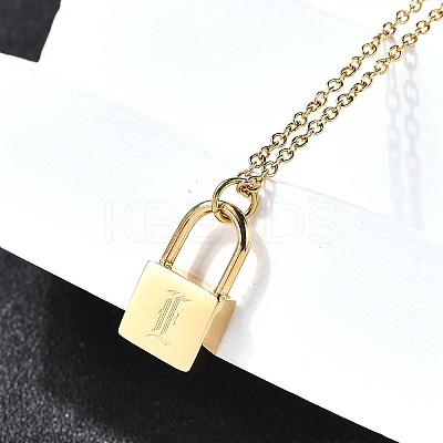 304 Stainless Steel Rolo Chain Pendant Necklaces NJEW-S444-01G-05-1